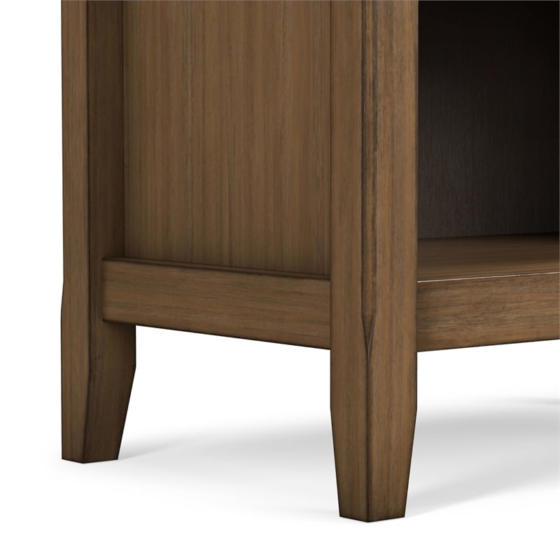 Amherst 24 inch Wide Solid Wood Transitional Bedside Table in Rustic Natural Aged Brown