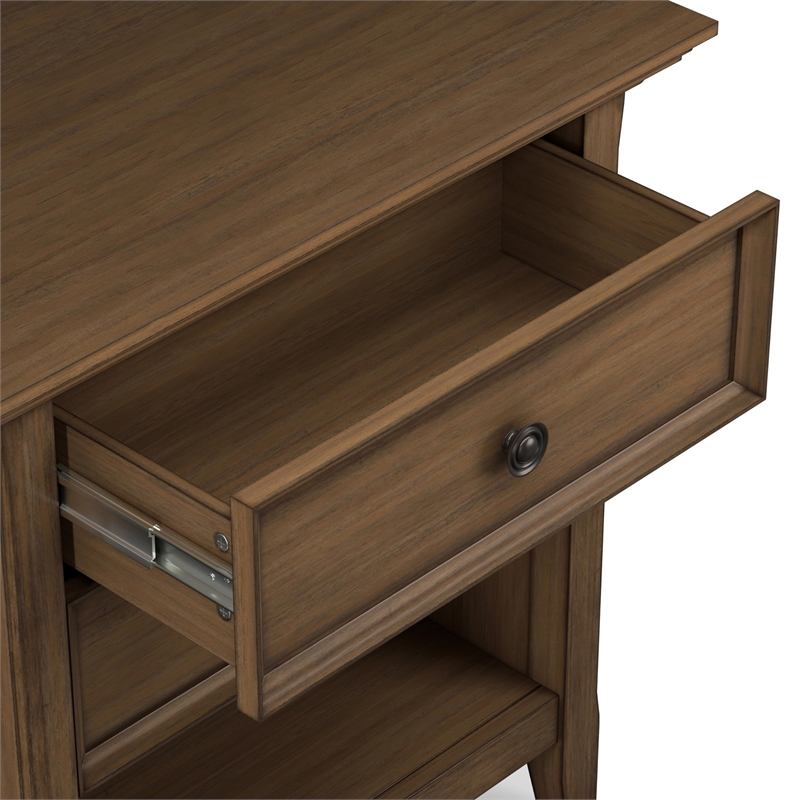 Amherst 24 inch Wide Solid Wood Transitional Bedside Table in Rustic Natural Aged Brown