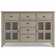 Artisan 60 inch Wide Solid Wood Transitional Sideboard Buffet in Distressed Gray