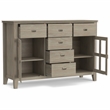 Artisan 60 inch Wide Solid Wood Transitional Sideboard Buffet in Distressed Gray