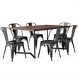 Simpli Home Fletcher V Solid Wood 7 Piece Watkins Dining Set in Black