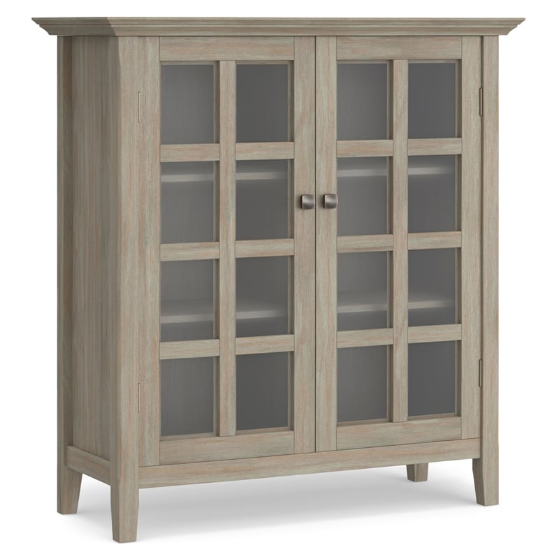 Acadian 39 inch Wide Solid Wood Transitional Storage Cabinet in Distressed Gray
