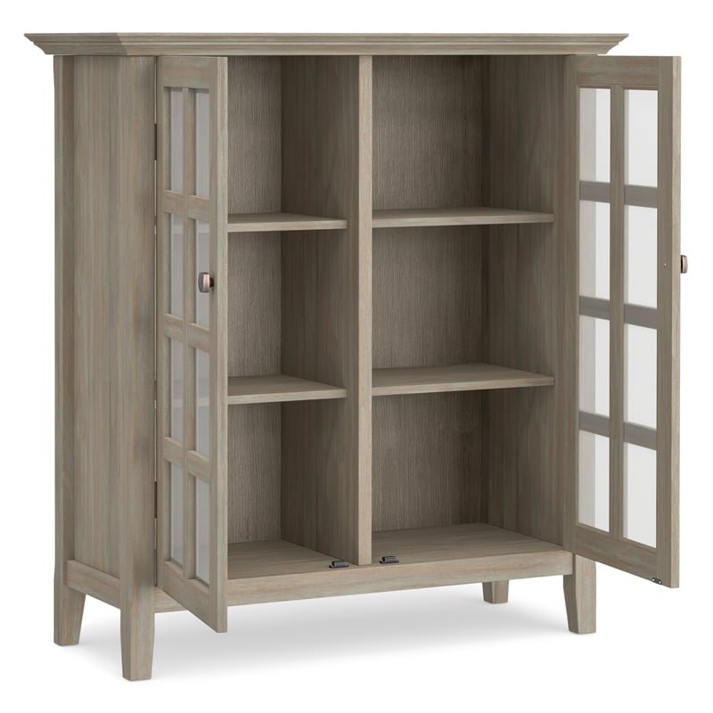 Acadian 39 inch Wide Solid Wood Transitional Storage Cabinet in Distressed Gray