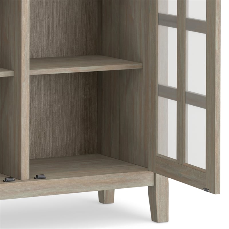 Acadian 39 inch Wide Solid Wood Transitional Storage Cabinet in Distressed Gray