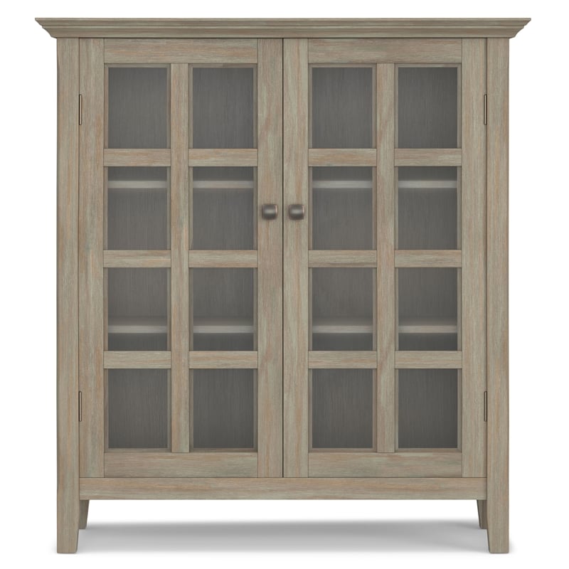 Acadian 39 inch Wide Solid Wood Transitional Storage Cabinet in Distressed Gray