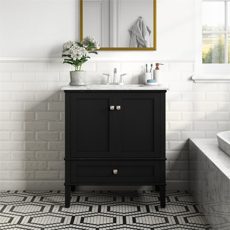 Quartz Faux Marble Top Bathroom Vanity, Simpli Home Chelsea Vanity 305