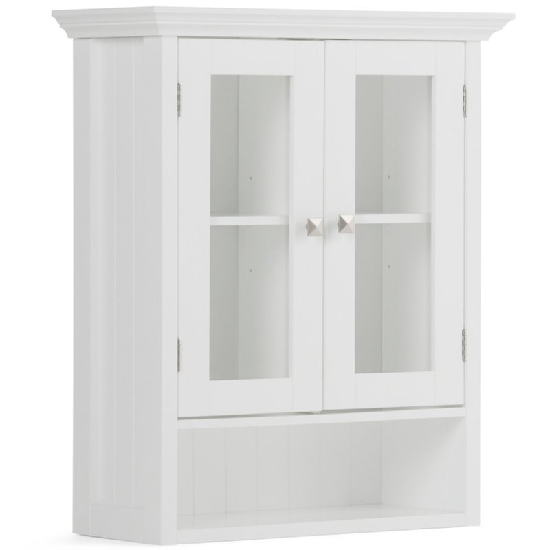 Simpli Home Acadian Wood Double Door Wall Medicine Cabinet In