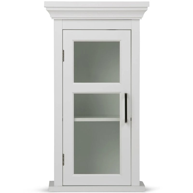 Avington Wood Single Door Wall Medicine Cabinet in Pure White