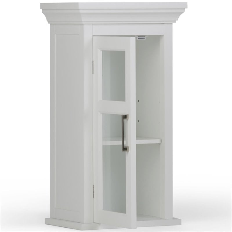 Avington Wood Single Door Wall Medicine Cabinet in Pure White