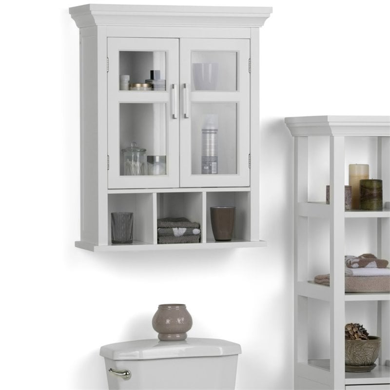 Avington Wood Double Door Wall Medicine Cabinet in Pure White