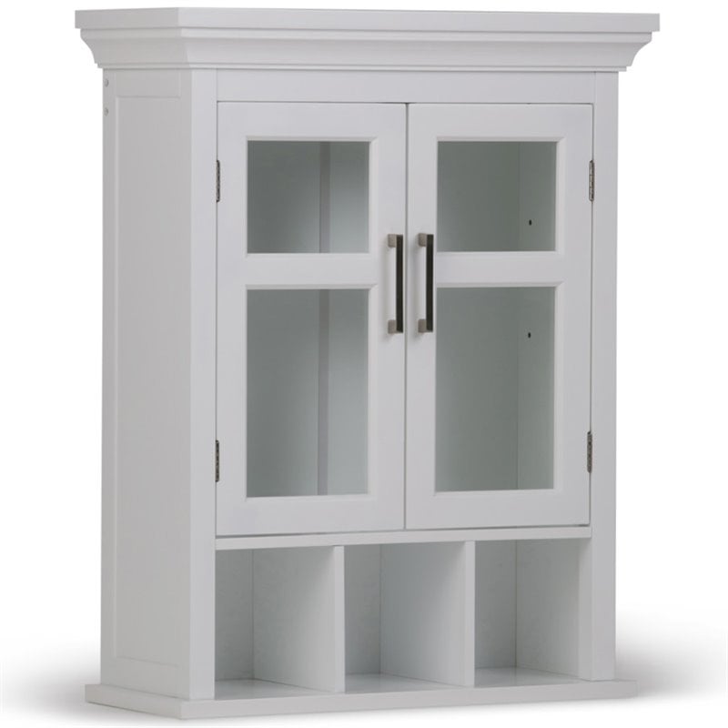 Avington Wood Double Door Wall Medicine Cabinet in Pure White