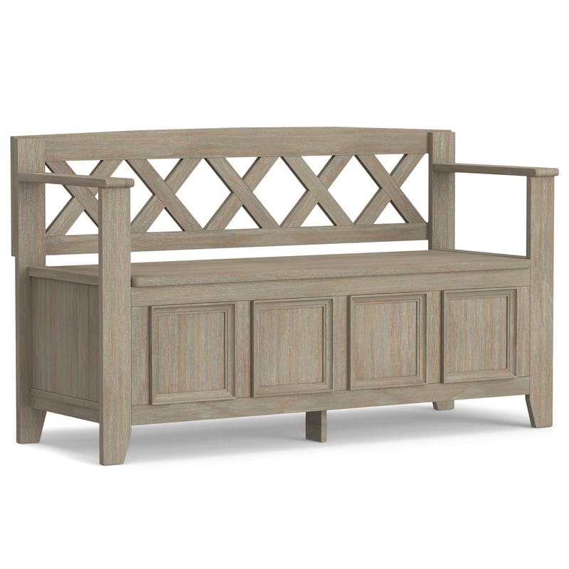 Amherst 48 inch Wide Solid Wood Transitional Entryway Bench in Distressed Gray