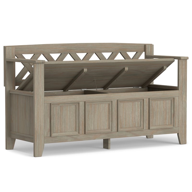 Amherst 48 inch Wide Solid Wood Transitional Entryway Bench in Distressed Gray