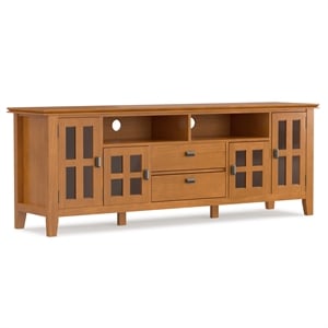Artisan Wood 72&quot Transitional TV Media Stand in Honey Brown For TVs up to 80&quot