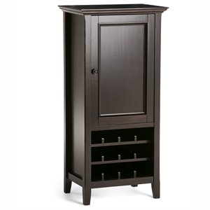 simpli home amherst solid wood 12 bottle wine rack cabinet in hickory brown