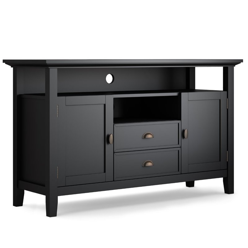 Get The Simpli Home Redmond 54 Solid Wood Tv Media Stand In Black From Homesquare Now Accuweather Shop