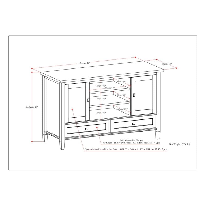 Simpli Home Warm Shaker Wood 47