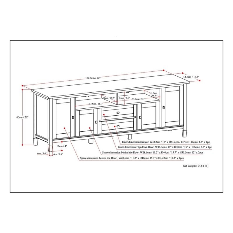 Simpli Home Warm Shaker Wood 72