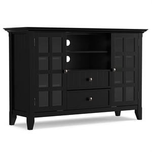Acadian Wood 53&quot Transitional TV Media Stand in Black For TVs up to 60&quot