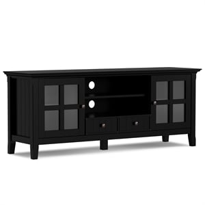 Acadian Wood 60&quot Transitional TV Media Stand in Black For TVs up to 65&quot