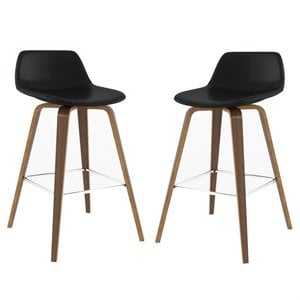 Randolph 28&quot Bentwood Counter & Bar Height Stool (2pc) in Black Faux Leather