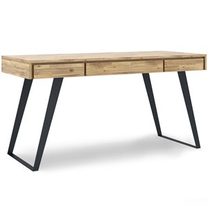 Simpli Home Lowry Solid Acacia Wood Writing Desk in Golden Wheat