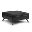 Simpli Home Owen Faux Air Leather Square Coffee Table Ottoman in Black
