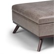 Simpli Home Owen Faux Air Leather Square Coffee Table Ottoman in Gray Taupe