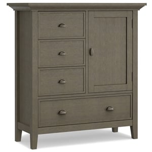 Simpli Home Redmond Wood 39&quot Transitional Medium Cabinet in Farmhouse Gray