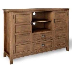 Simpli Home Burlington Wood 54&quot Transitional TV Media Stand in Rustic Natural Brown For TVs up to 60&quot