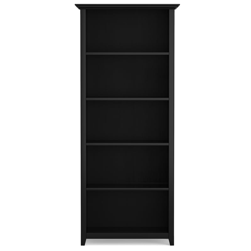 Amherst 30 inch Wide Solid Wood Transitional 5 Shelf Bookcase in Black