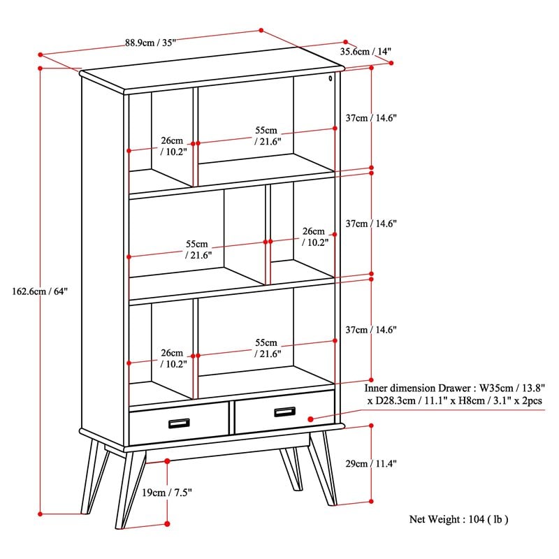 Simpli Home Draper Solid Hardood 64 