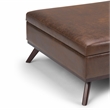 Simpli Home Owen Faux Air Leather Square Coffee Table Ottoman in Chestnut Brown