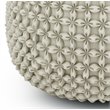 Simpli Home Renee Boho Round Pouf in Cream Velvet Fabric
