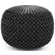Simpli Home Renee Boho Round Pouf in Slate Gray Velvet Fabric