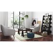 Simpli Home Renee Boho Round Pouf in Teal Velvet Fabric
