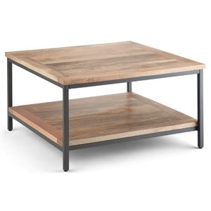 Skyler SOLID WOOD and Metal 34&quot W Square Industrial Coffee Table in Natural
