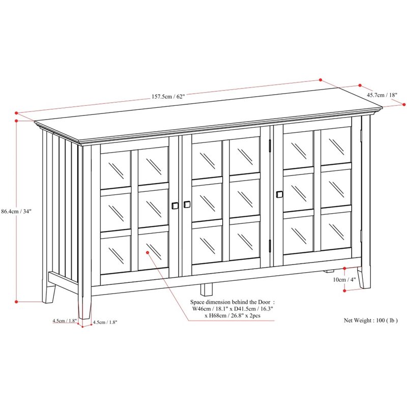 Simpli Home Acadian Solid Wood 62 