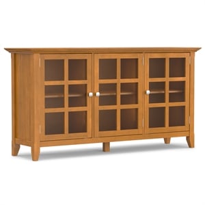 Simpli Home Acadian Wood 62&quot Transitional Cabinet in Light Golden Brown