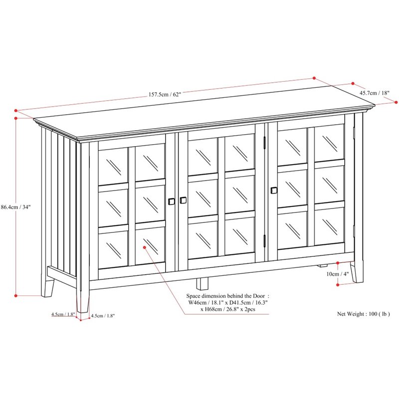 Simpli Home Acadian Solid Wood 62 