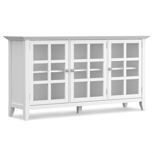 Simpli Home Acadian Solid Wood 62 &quot Transitional Storage Cabinet in White