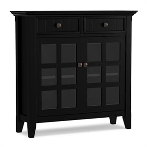 Simpli Home Acadian Wood 36&quot Transitional Entryway Hallway Cabinet in Black