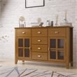 Artisan 60 inch Wide Solid Wood Transitional Sideboard Buffet in Honey Brown