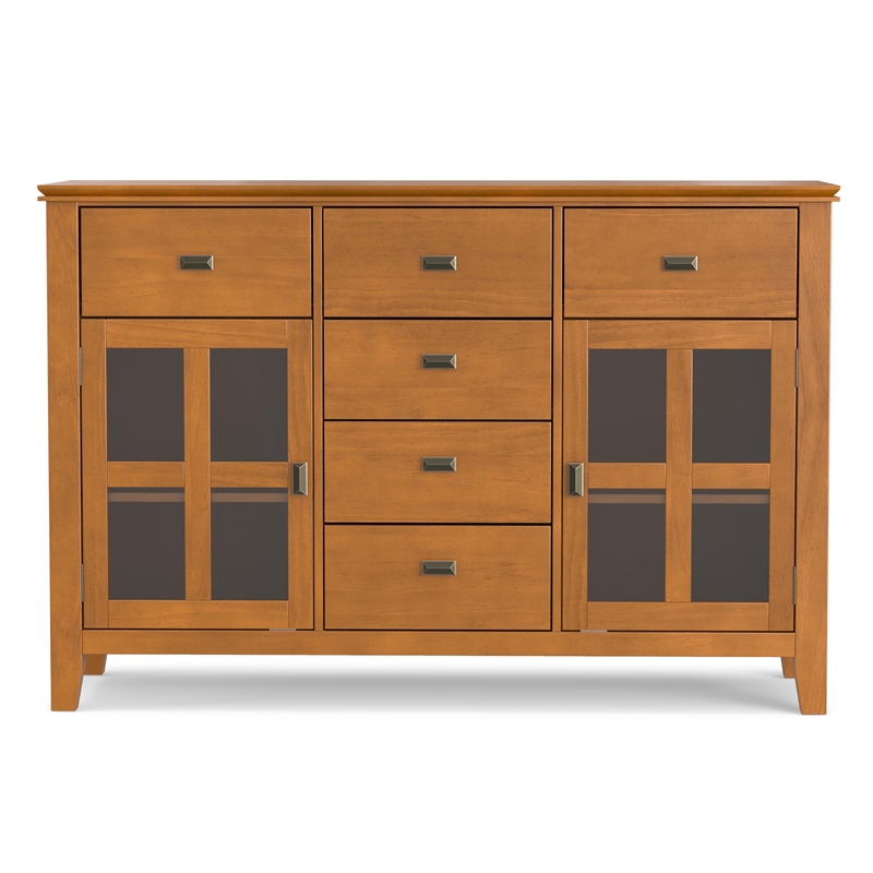 Artisan 60 inch Wide Solid Wood Transitional Sideboard Buffet in Honey Brown