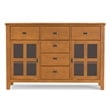Artisan 60 inch Wide Solid Wood Transitional Sideboard Buffet in Honey Brown