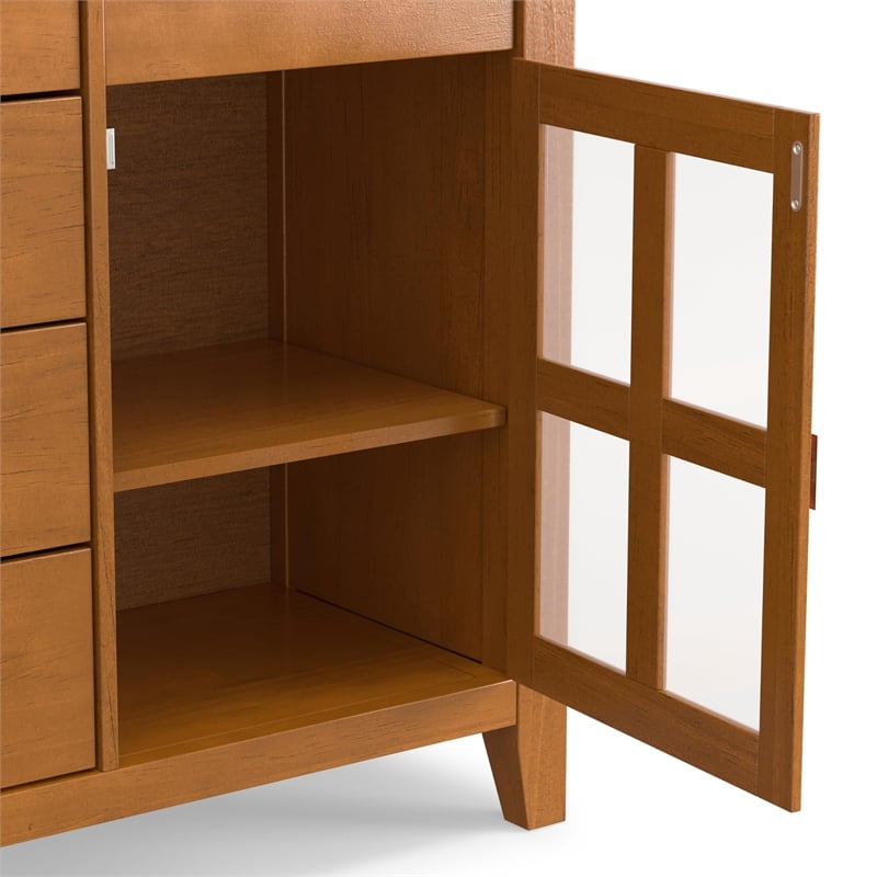 Artisan 60 inch Wide Solid Wood Transitional Sideboard Buffet in Honey Brown