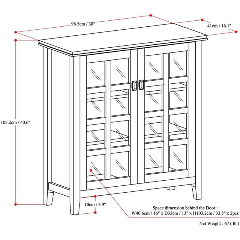 Simpli Home Artisan Medium Storage Cabinet in Tobacco Brown