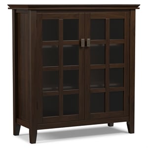 Simpli Home Artisan Wood 38&quot Transitional Medium Cabinet in Tobacco Brown