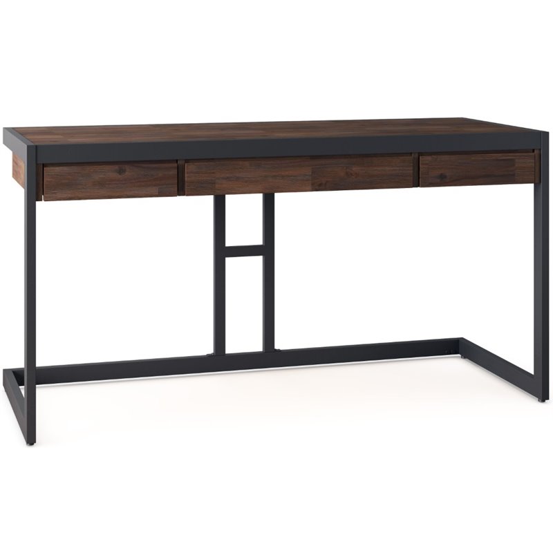 Simpli Home Erina SOLID ACACIA WOOD 60" Desk in Distressed Charcoal Brown