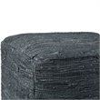 Simpli Home Fredrik Boho Square Pouf in Gray Woven Genuine Leather